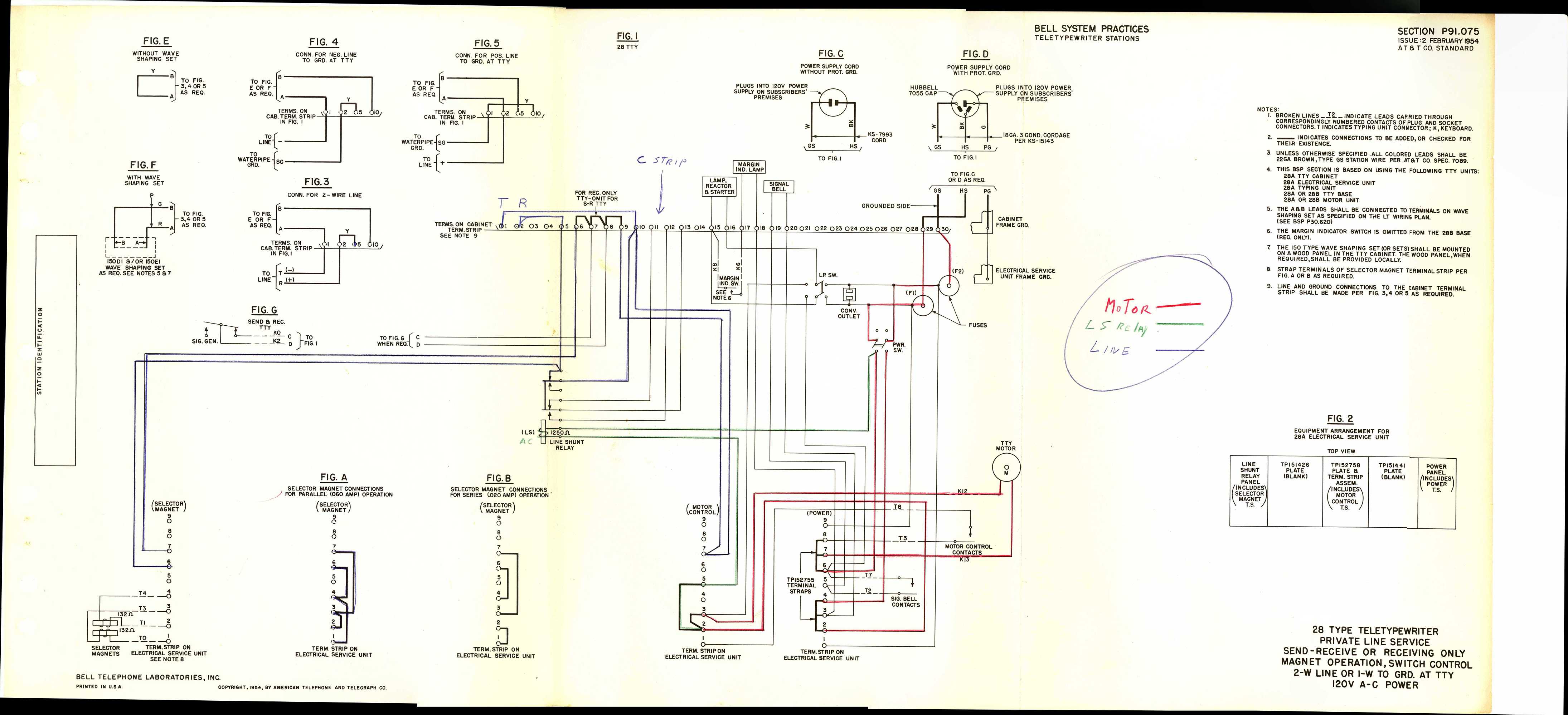 Teletype Mod 28 Maintenance Manual wiring diagram single p90 
